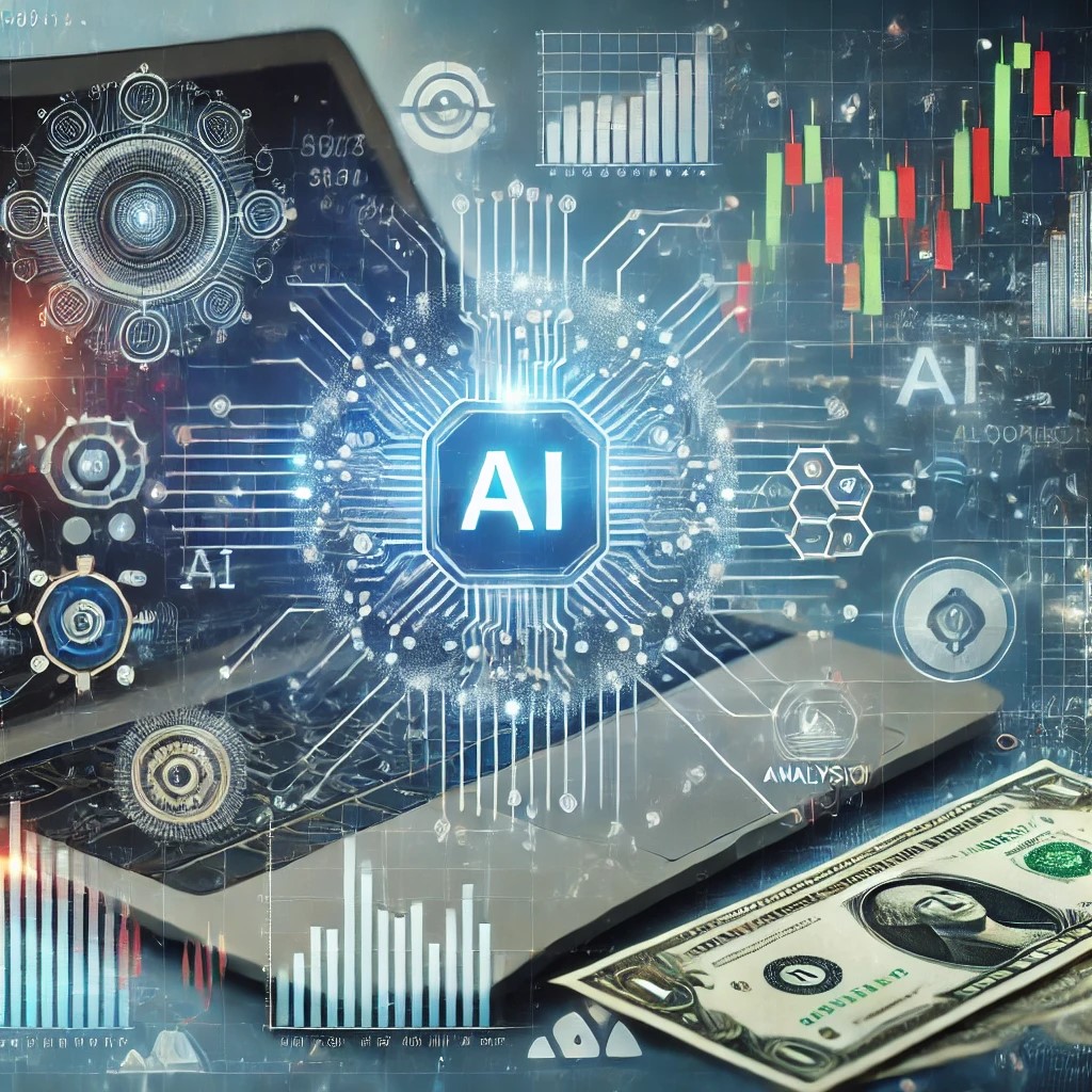 DALL·E 2024-08-16 23.08.49 - An image showing the integration of AI in financial market predictions, with a digital interface displaying stock market charts, AI algorithms, and da