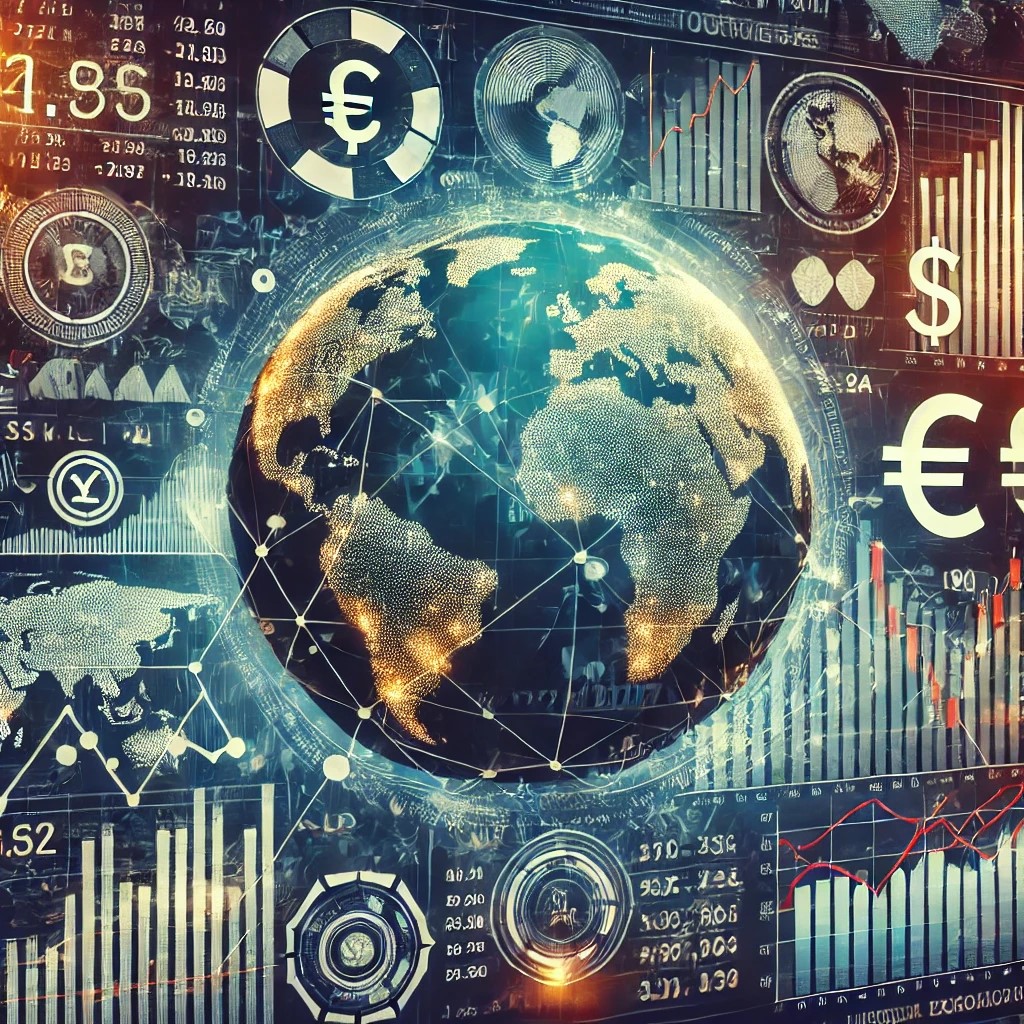 DALL·E 2024-08-16 22.16.50 - An image showing the impact of global economic policies on financial strategies, with symbols like world maps, currency exchange rates, and financial 